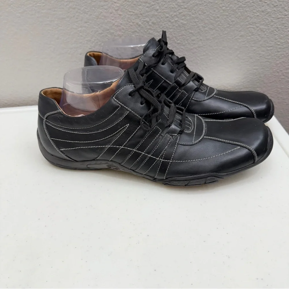 Florsheim Men's Sneakers Shoes Size 10.5 Black Leather Lace up Comfy